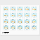 Hier komt het Baby shower van de zoon Vierkante Sticker (Vel)