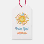 Hier komt het Baby shower van Son Sunshine Cadeaulabel (Voorkant)