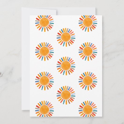 Hier komt het Baby shower van Son Sunshine Kaart (Achterkant)