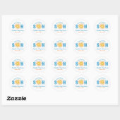 Hier komt het Baby shower van Son Sunshine Ronde Sticker (Vel)