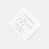 Hier komt het Bride Script Vrijgezellenfeest Servet (Hoek)