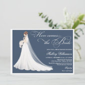 Hier komt het bruid vrijgezellenfeest kaart (Staand voorkant)