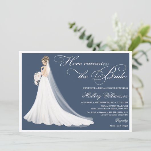 Hier komt het bruid vrijgezellenfeest kaart (Staand voorkant)