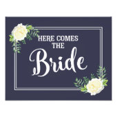 Hier komt het bruidbruiloft-marineschip Navy Ivory Foto Afdruk (Voorkant)