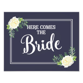 Hier komt het bruidbruiloft-marineschip Navy Ivory Foto Afdruk