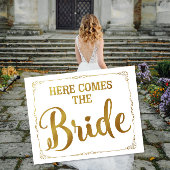 hier komt het bruidkoolgebaar goud . foto afdruk