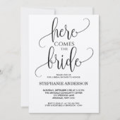 Hier komt het bruidzwarte vrijgezellenfeest kaart (Voorkant)