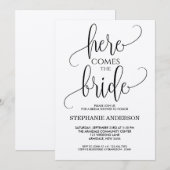 Hier komt het bruidzwarte vrijgezellenfeest kaart (Voorkant / Achterkant)