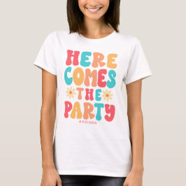 Hier Komt Het Feest Groovy Retro Maatwerk T-Shirt