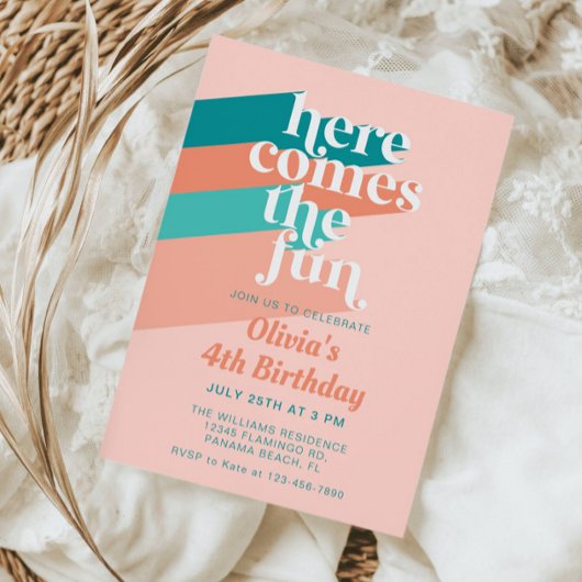 Hier komt het Fun Retro Boho Verjaardagsfeest Kaart