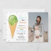 Hier komt het ijsschep baby shower kaart (Voorkant)