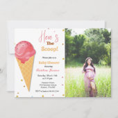 Hier komt het ijsschep baby shower kaart (Voorkant)