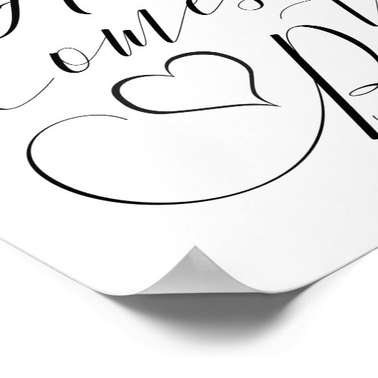 Hier komt het Kind van de Bride Verwerkte Weddensc Poster (Hoek)