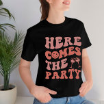 Hier komt het onderdeel van de bruiloft van retro  t-shirt<br><div class="desc">Hier komt het onderdeel van de bruiloft van retro Bachelorette</div>