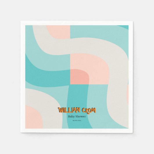 Hier komt het Rainbow Wave Modern Baby shower Servet (Voorkant)