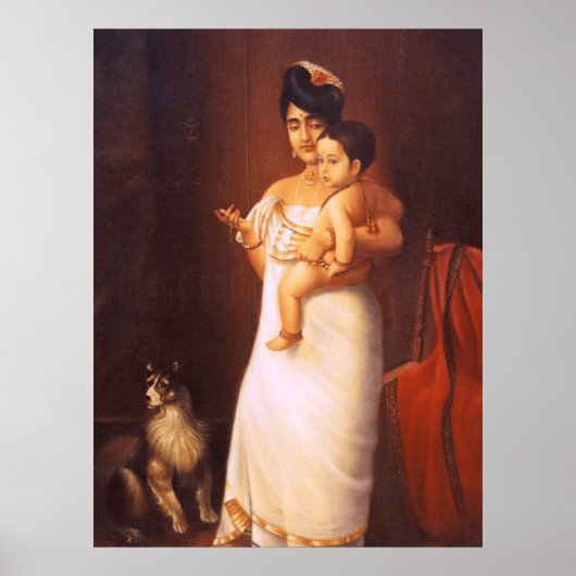 Hier komt het schilderij Papa-Raja Ravi Varma (Rep Poster (Voorkant)