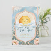 Hier komt het Son Baby Boy Baby shower Kaart (Staand voorkant)