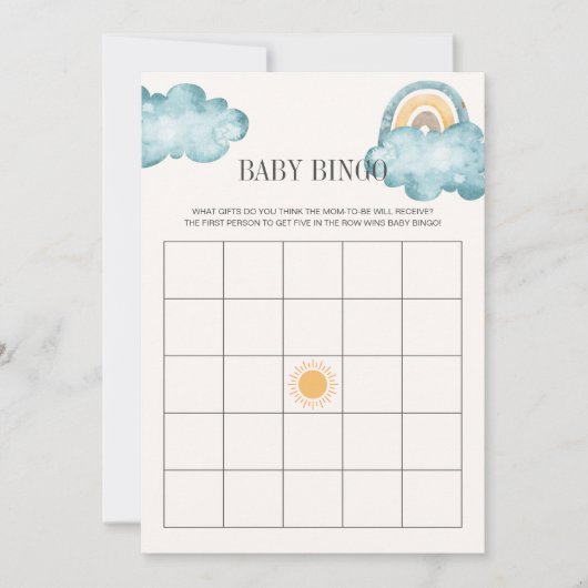 Hier komt het Son Baby shower Bingo spel Kaart (Voorkant)
