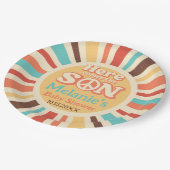 Hier komt het Son Baby shower feest Papieren Bordje (Gekanteld)