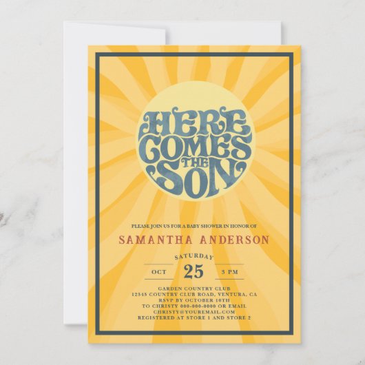 Hier komt het Son Baby shower Kaart (Voorkant)