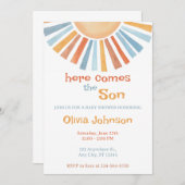 Hier komt het Son Baby shower Kaart (Voorkant / Achterkant)