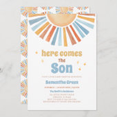 Hier komt het Son Baby shower Kaart (Voorkant / Achterkant)