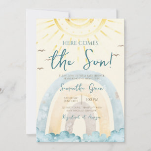 Hier komt het Son Baby shower Kaart