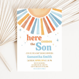 Hier komt het Son Baby shower Kaart