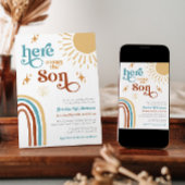 Hier komt het Son Baby shower Kaart