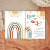 Hier komt het Son Baby shower Kaart