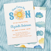 Hier komt het Son Baby shower Kaart