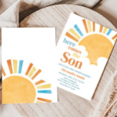 Hier komt het Son Baby shower Kaart