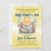 Hier komt het Son Baby shower Kaart (Voorkant)