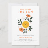 Hier komt het Son Baby shower Kaart (Voorkant)