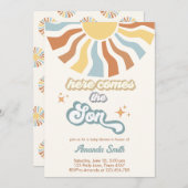 Hier komt het Son Baby shower Kaart (Voorkant / Achterkant)