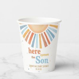 Hier komt het Son Baby shower Papieren Bekers