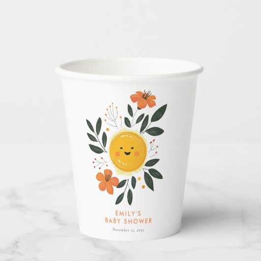 Hier komt het Son Baby shower Papieren Bekers (Voorkant)