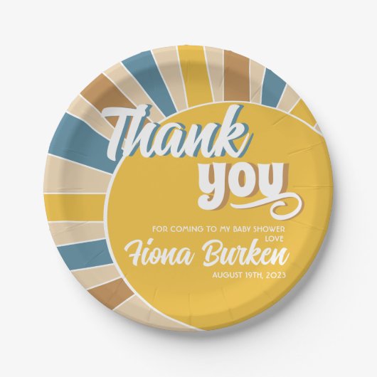 Hier komt het Son Baby shower Papieren Bordje (Voorkant)