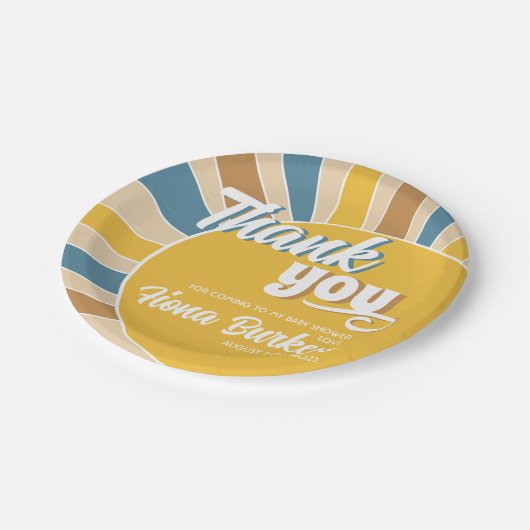 Hier komt het Son Baby shower Papieren Bordje (Gekanteld)