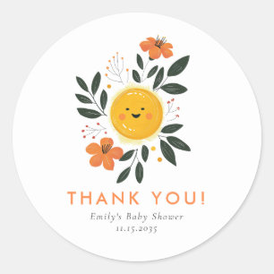 Hier komt het Son Baby shower Ronde Sticker