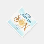 Hier komt het Son Baby shower Servet (Hoek)