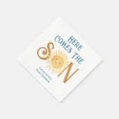 Hier komt het Son Baby shower Servet (Hoek)