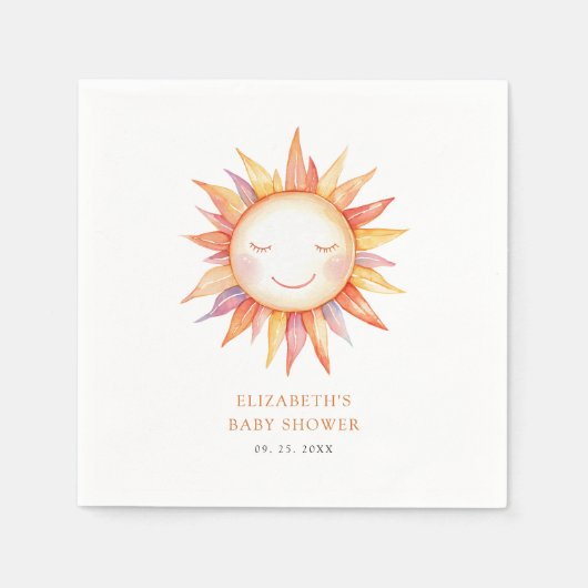 Hier komt het Son Baby shower Servet (Voorkant)