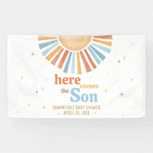 Hier komt het Son Baby shower Spandoek
