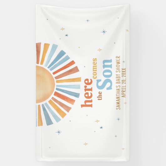 Hier komt het Son Baby shower Spandoek (Verticaal)