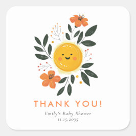 Hier komt het Son Baby shower Vierkante Sticker