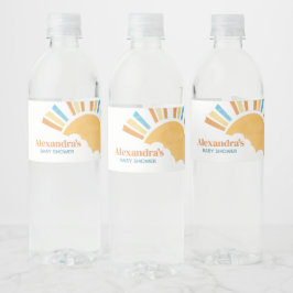 Hier komt het Son Baby shower Waterfles Etiket