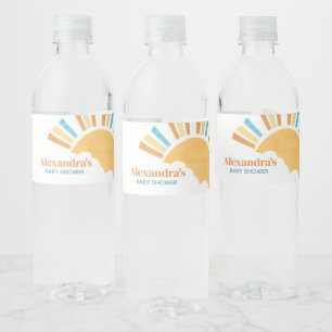 Hier komt het Son Baby shower Waterfles Etiket