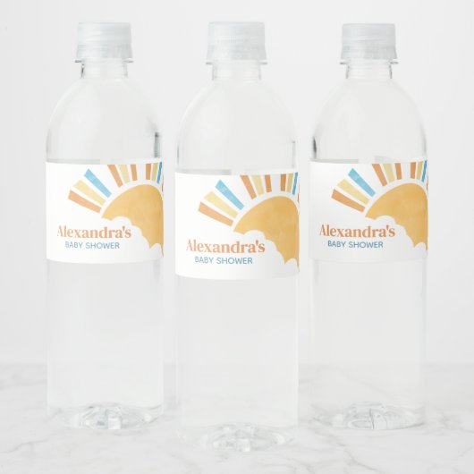 Hier komt het Son Baby shower Waterfles Etiket (Flessen)
