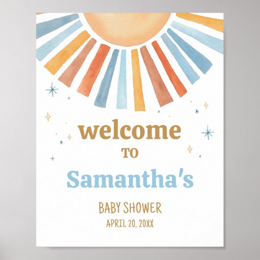 Hier komt het Son Baby shower Welkom Poster (Voorkant)